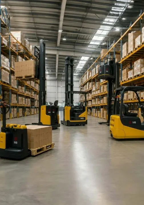 Warehouse racking with a reach truck