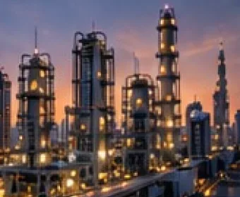Saudi Arabia industrial plant at dusk