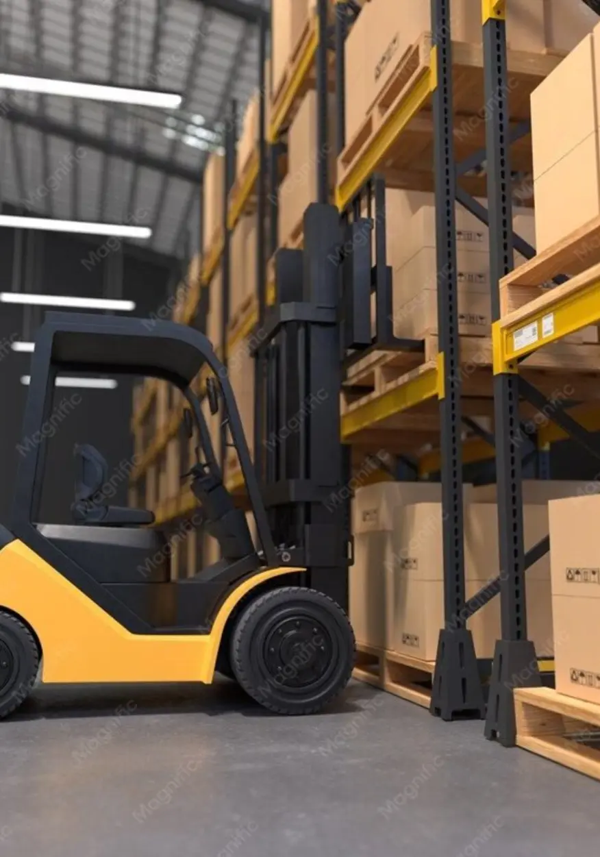Forklifts in a warehouse