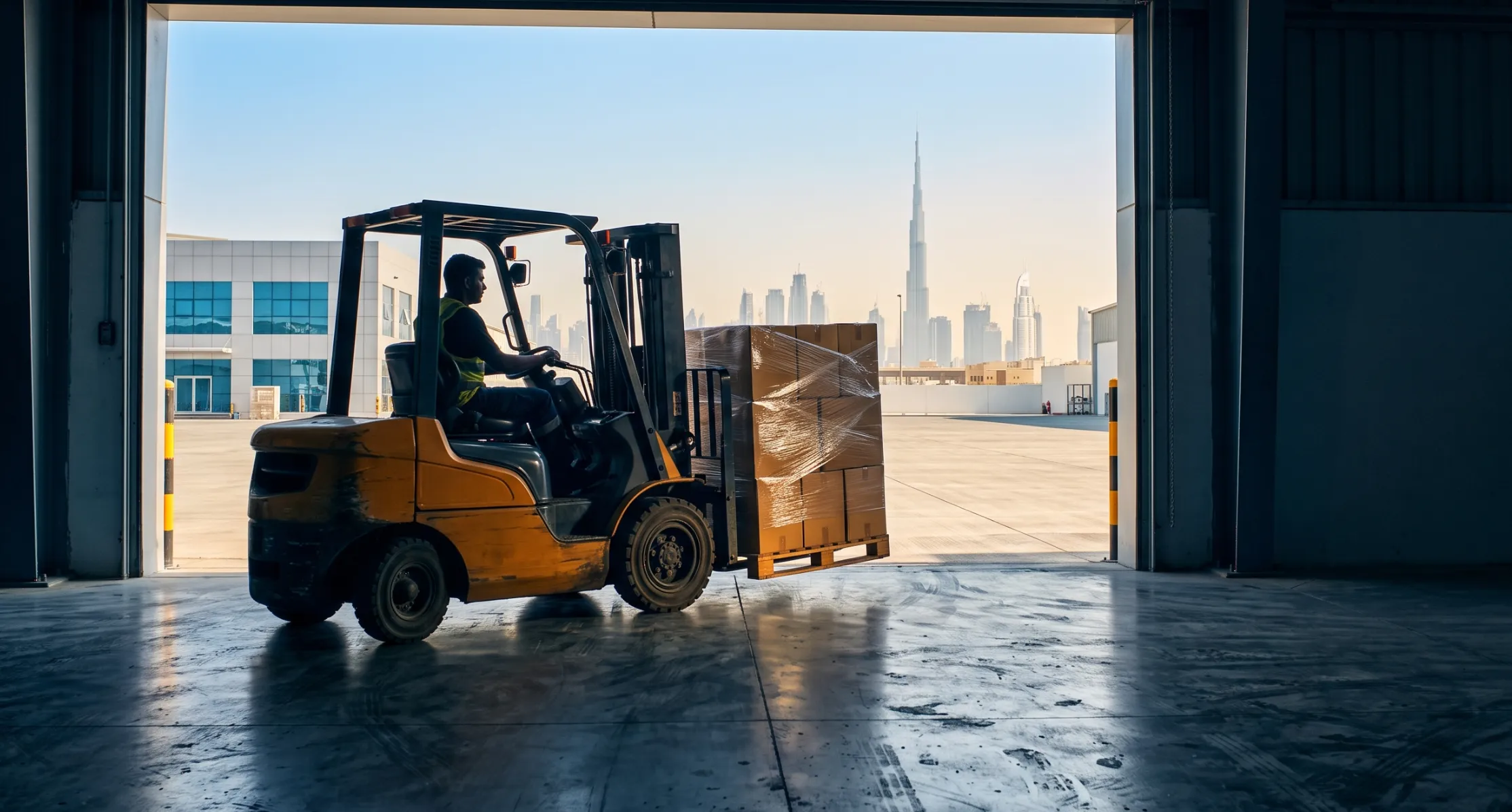Material handling equipment in operation